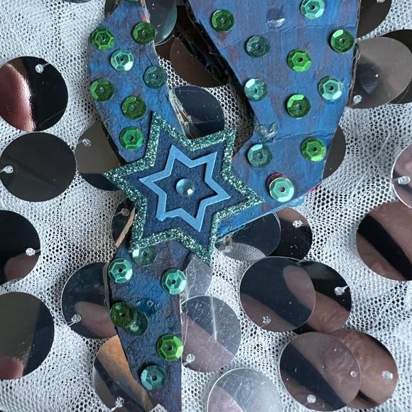 handcrafted wall plaque mixed media mermaid Victorian stars - Picture 3 of 6